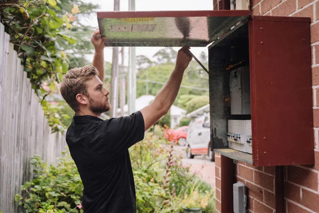 Electrician installing downlights in a Bella Vista home